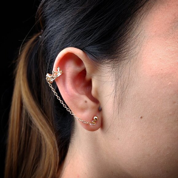 Gold Plated Cuff Clip Earrings 1 - Picture 1 of 3